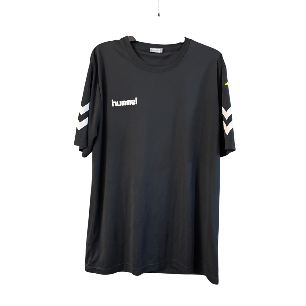 Hummel Mens Black Short Sleeve Athletic Soccer Jersey Training Shirt Size XL